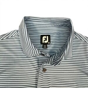 FootJoy Mens ProDry Stripe Golf Polo Shirt Grey White Heritage Golf Club Size M